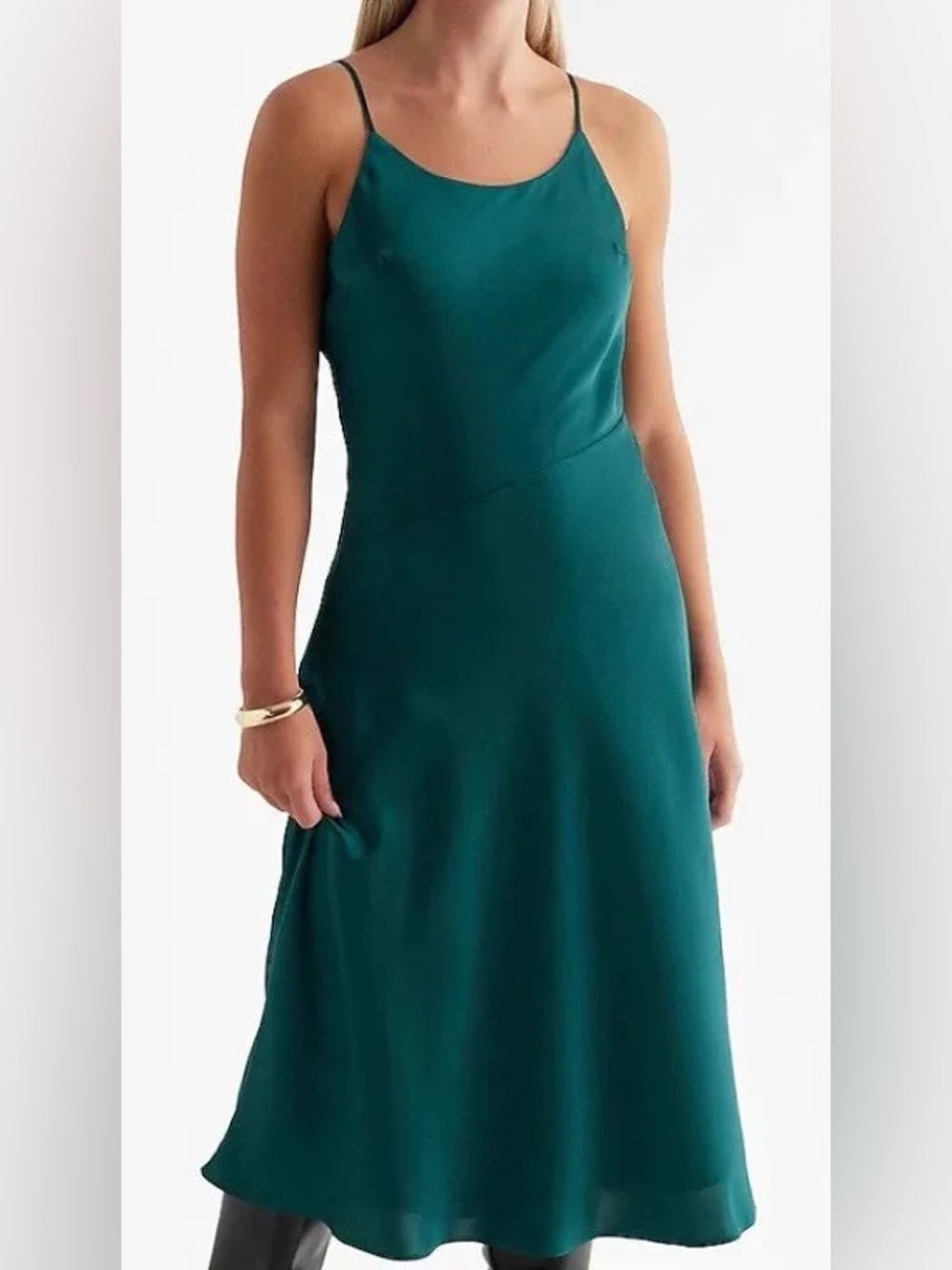 Express Emerald Green/Teal Slip Midi Dress NWT